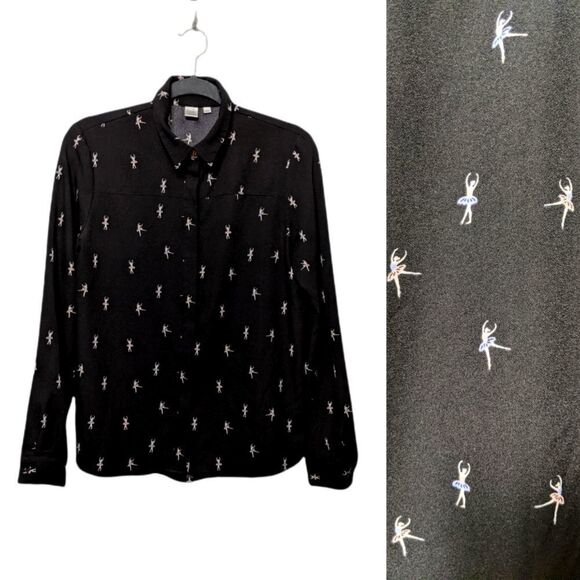 TWIK Ballerina Print Button Front Shirt M - Picture 1 of 7